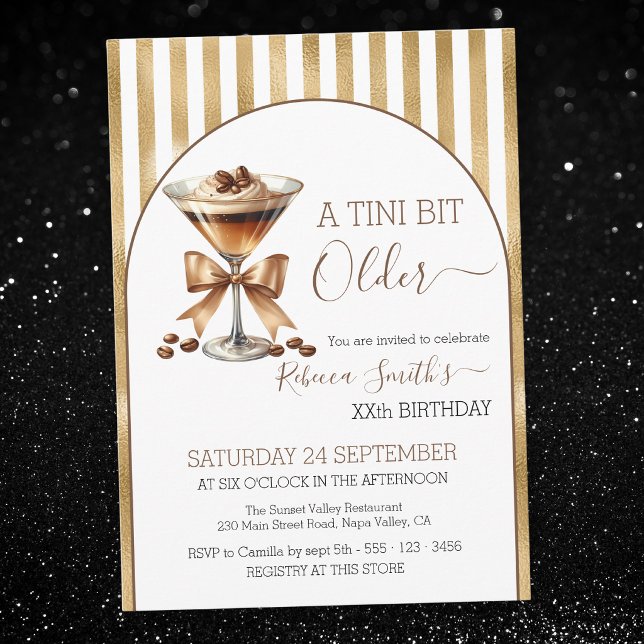 Invitation Espresso martini 'Un peu plus âgée' anniversaire o (Créateur téléchargé)