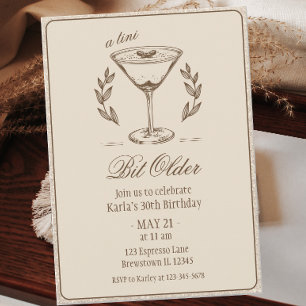 Invitation Espresso Tini Bit Ancien 30e anniversaire élégant