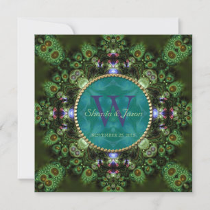 Invitation Esprit Chamanique Nature Vert Monogramme Engagemen