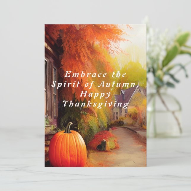 Invitation Esprit Rustique d'Automne Joyeux Thanksgiving (Debout devant)