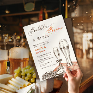 Invitation Esquisse à la main Bubbles Brews & Bites Couples D