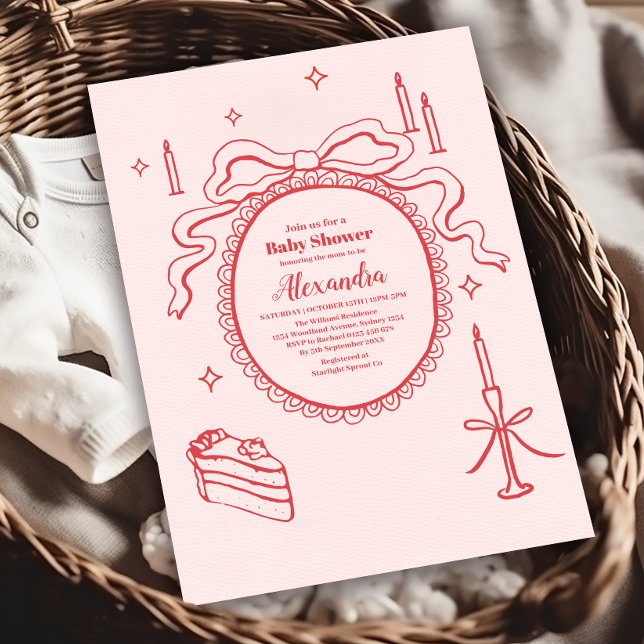 Invitation Esquisse Baby shower de l'arrière-plan (Créateur téléchargé)