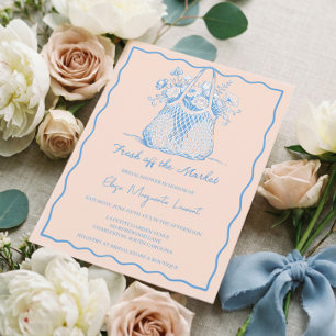 Invitation Esquisse Florale de Mariage Fraîche du Marché pour