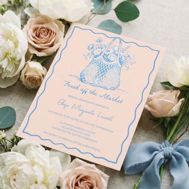 Invitation Esquisse Florale de Mariage Fraîche du Marché pour (Fresh Off The Market Sketch Floral Bridal Shower Invitation)