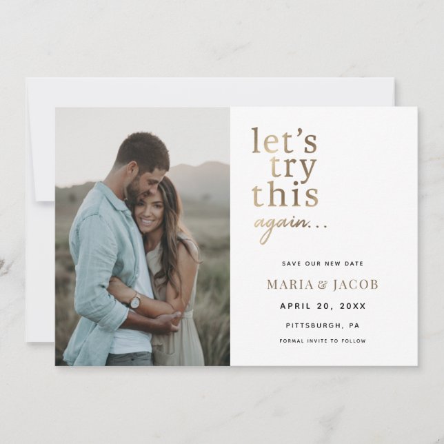 Invitation Essayons de nouveau d'enregistrer la date (Devant)