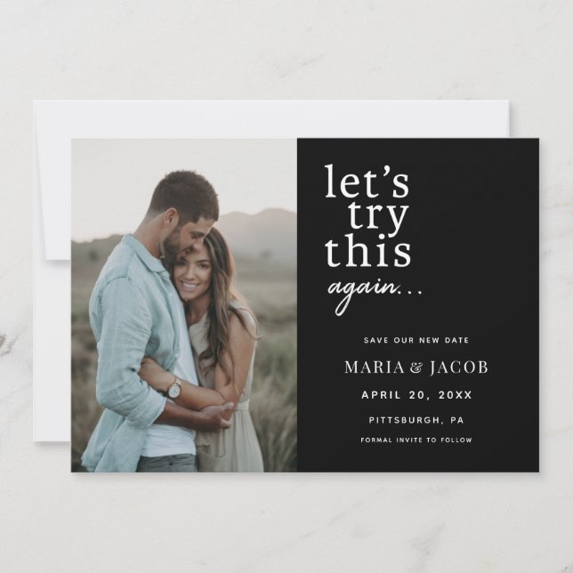 Invitation Essayons de nouveau d'enregistrer la date (Devant)