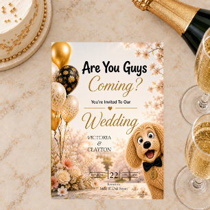 Invitation Est-ce que vous venez ? Chien drôle mariage de pri