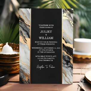 Invitation Est simple travail naturel empilé Mariage en marbr