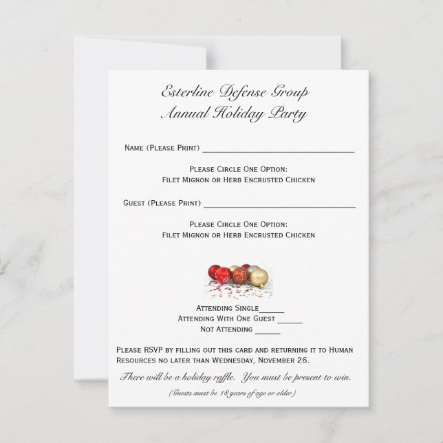 Invitation Esterline RSVP (Devant)