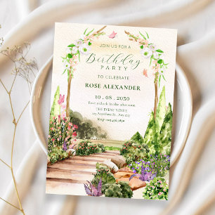 Invitation Esthétique aquarelle jardin floral anniversaire