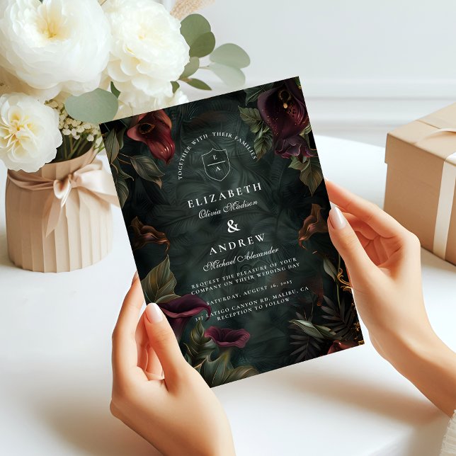 Invitation Esthétique de mariage botanique sombre (Créateur téléchargé)
