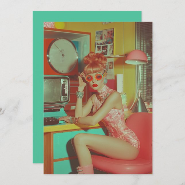 Invitation Esthétique du glam futuriste rétro (Devant / Derrière)