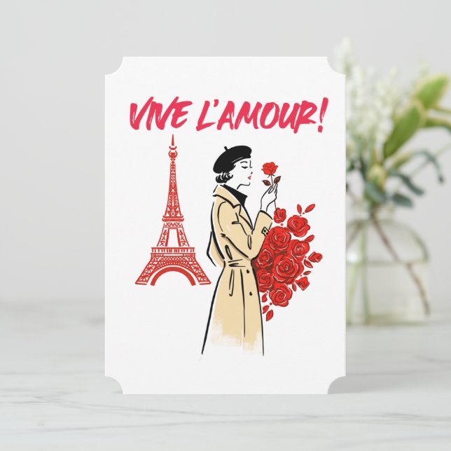 Invitation Esthétique Fille de Paris – Conception Romantique  (Debout devant)