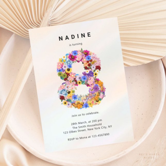 Invitation Esthétique Floral 8e anniversaire Printemps Jardin (Créateur téléchargé)