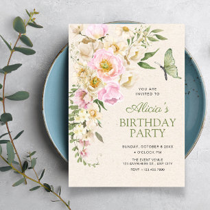 Invitation esthétique florale rustique d'anniversaire