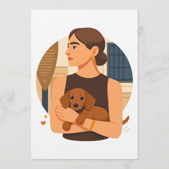 Invitation Esthétique moderne de maman de chien avec un chiot (Devant)