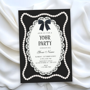 Invitation esthétique noire élégante perle arc