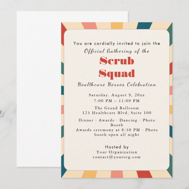 Invitation esthétique Rétro Mignonne | équipe de s (Devant / Derrière)