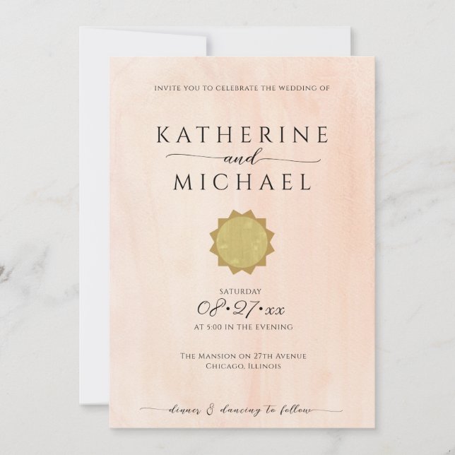 Invitation Esthétique solaire minimaliste | MARIAGE (Devant)