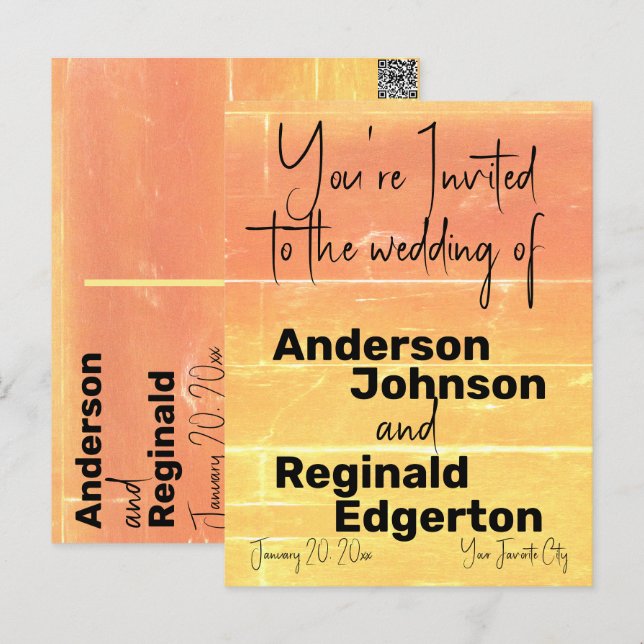 Invitation estivale décontractée recto-verso jaune (Devant / Derrière)