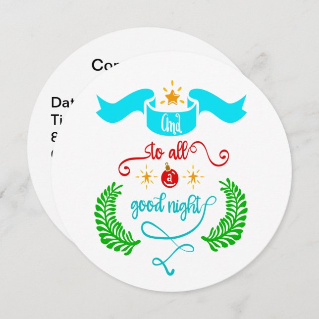 Invitation Et à tous une bonne nuit Typographie de Noël (Devant / Derrière)