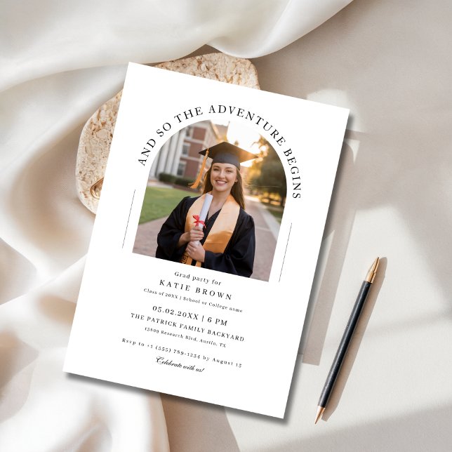 Invitation Et donc l'aventure commence Grand Party Arch Photo (Créateur téléchargé)