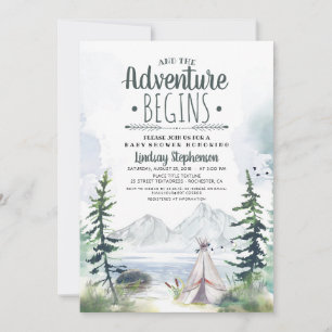 Invitation Et L'Aventure Commence Le Baby shower Des Montagne