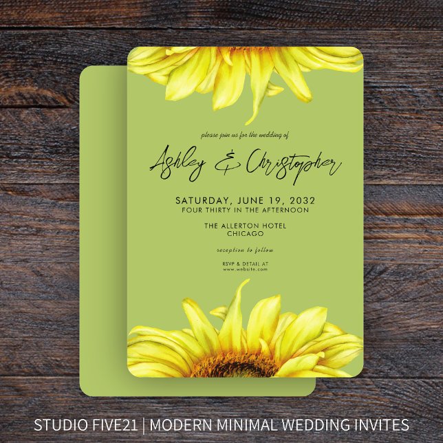 Invitation Etanchéité Sunflower Mariage vert clair (Créateur téléchargé)