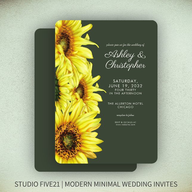 Invitation Etanchéité Tournesol Moss Mariage vert (Créateur téléchargé)