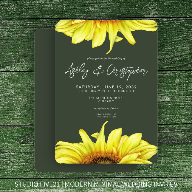 Invitation Etanchéité Tournesol Moss Mariage vert (Créateur téléchargé)