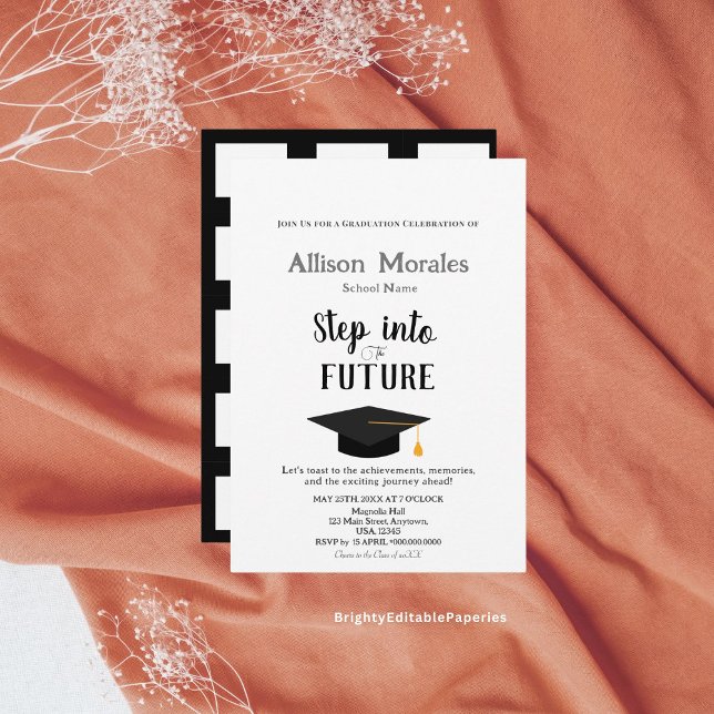 Invitation Étape vers l'avenir Diplôme simple classique (Personalize your journey with our classic graduation invitation.)