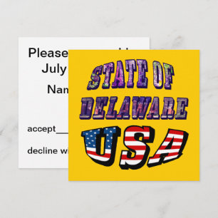 Invitation Etat du Delaware USA Photo & Flag Text