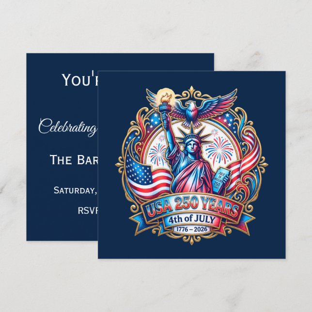 Invitation États-Unis 250 ans 4 juillet 1776-2026 (Devant / Derrière)