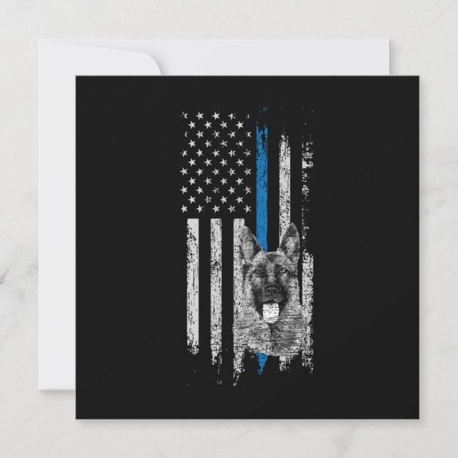 Invitation États-Unis Drapeau Ligne Bleue Drapeau Police Chie (Devant)