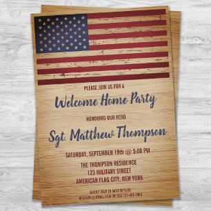 Invitation États-Unis Drapeau Militaire Soldat Homepoming Par