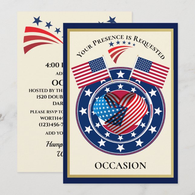 Invitation États-Unis patriotiques (Devant / Derrière)