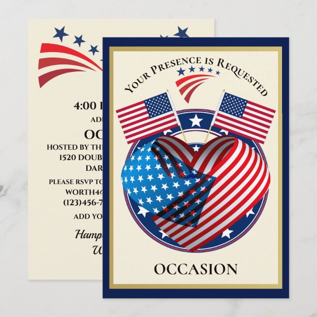 Invitation États-Unis patriotiques (Devant / Derrière)
