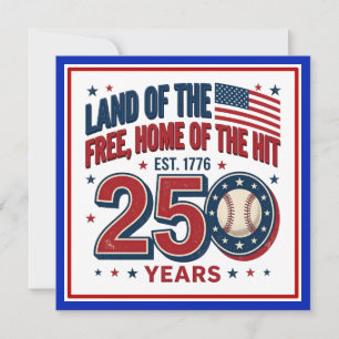 Invitation États-Unis Terre De La Liberté Baseball 250 Ans