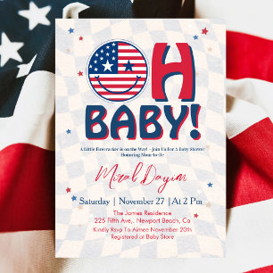 Invitation États-Unis Visage Heureux Groovy Patriotique Oh Fê
