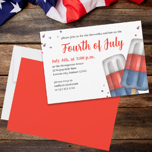 Invitation Été 4 Juillet Cute Custom
