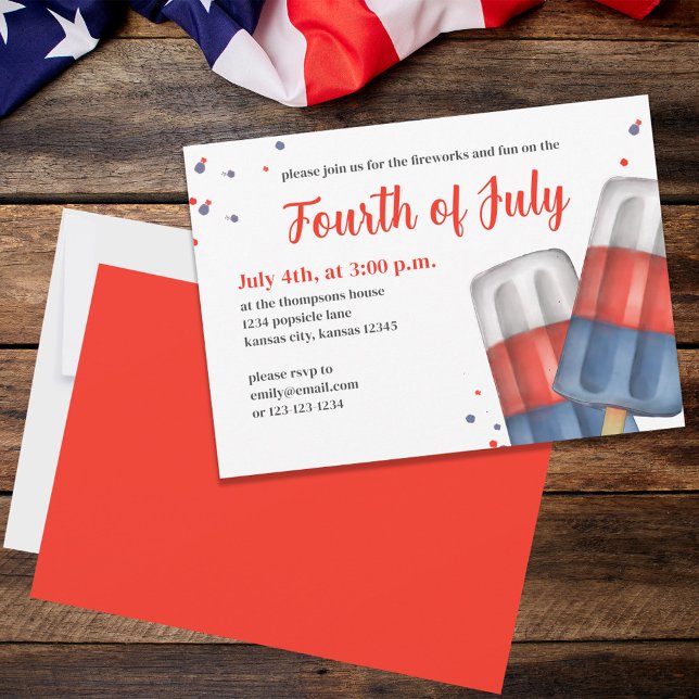 Invitation Été 4 Juillet Cute Custom (Créateur téléchargé)