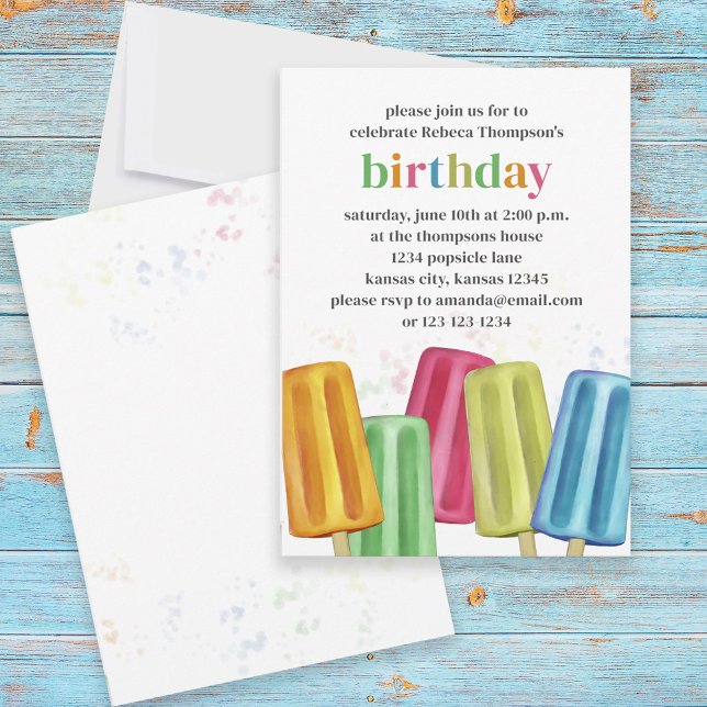 Invitation Été Anniversaire Cute Popsicles Custom (Créateur téléchargé)