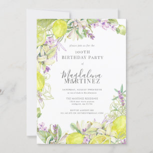 Invitation Été Aquarelle Lavande Lemons 100e anniversaire