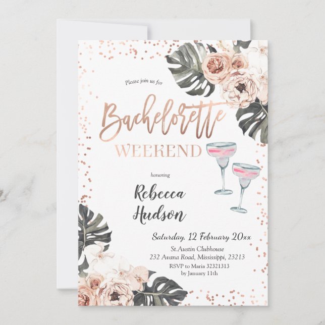 Invitation Été Boho Bachelorette Week-end Itinéraire (Devant)