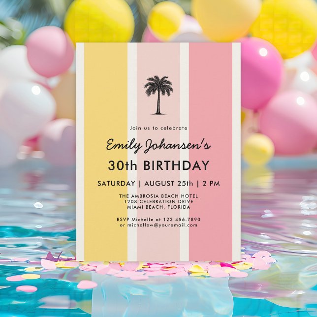 Invitation Été Cabana Stripes Côte 30e anniversaire (Invitation available in both printed and instant download digital formats!)