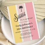 Invitation Été Cabana Stripes Côte 30e anniversaire<br><div class="desc">Une cabane colorée rayures motif dans les couleurs estivales de jaune et de rose rendent cette invitation de 30e anniversaire pop avec le style côtier. Un choix idéal pour les fêtes à la plage, au bord de la piscine ou sur le thème de l'été. Un simple croquis de palmier en...</div>