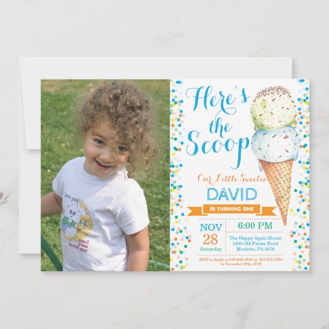 Invitation Été d'invitation d'anniversaire de crème glacée (Devant)