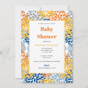 Invitation Été Floral Abstrait Couleurs vives Baby shower