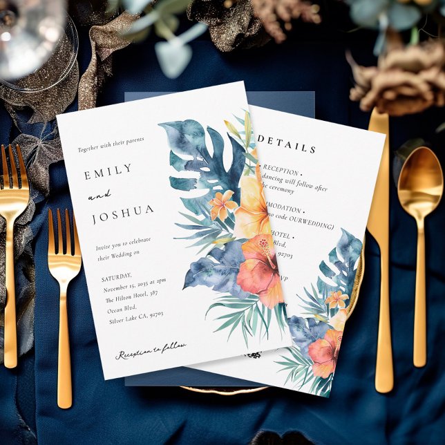 Invitation Été floral tropical tout en un Mariage (Créateur téléchargé)