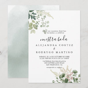 Invitation Été Floral Vert Foliage Nuestra Boda Mariage